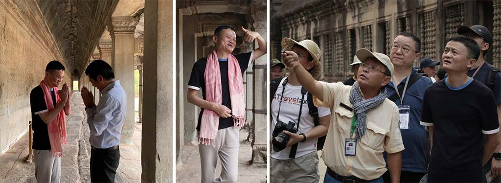 At Angkor Wat Temple, Jack Ma, co-founder of Alibaba Group, was accompanied by Mr. Sangvar Sok, the Under Secretary of State for the Ministry of Tourism and tour guide.