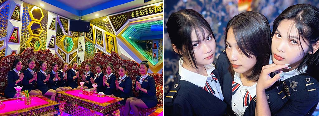 មណ្ឌលកម្សាន្ត ហ្លួង - Luong Entertainment - Karaoke and Bar in Siem Reap. Beautiful girls serve delectable dishes that add to the overall experience of spending an evening in this vibrant bar. 