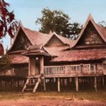 Emile Gsell captured an image of a Khmer Wooden house during the mid-1800s.