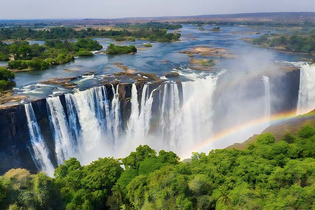 Experiencing the awe-inspiring beauty of Victoria Falls, a waterfall on the Zambezi River in southern Africa