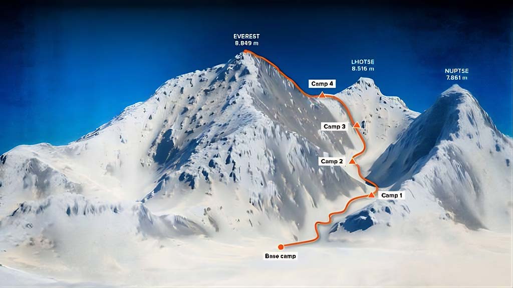 Mount Everest: Conquering the world's highest peak in the Himalayas between Nepal and Tibet
