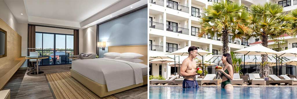 The Courtyard by Marriott Siem Reap Resort offers guests the pleasure of staying in a cozy room and enjoying a refreshing saltwater lagoon pool.